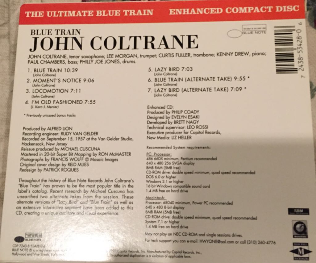 Blue Train - John Coltrane (CD - 4159) music collectible [Barcode 724385342806] - Main Image 2