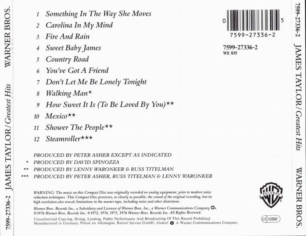 *Greatest Hits - James Taylor (CD) music collectible - Main Image 2