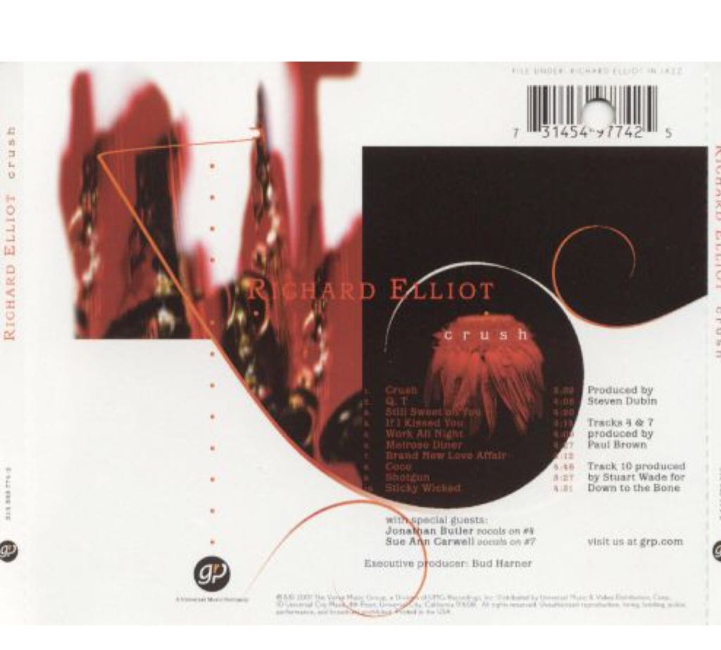 Crush - Richard Elliot (CD) music collectible [Barcode 731454977425] - Main Image 2