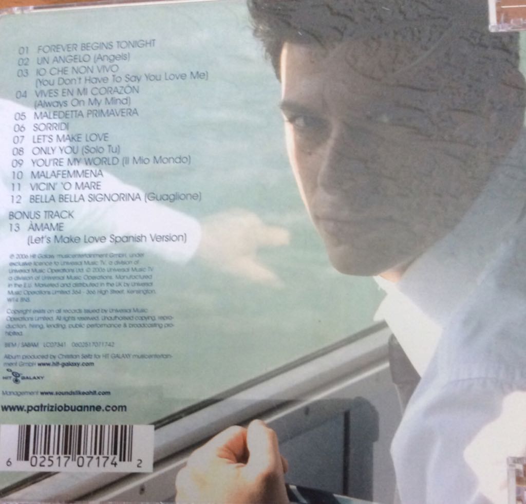 Forever Begins Tonight - Patrizio Buanne (CD) music collectible [Barcode 602517071742] - Main Image 2