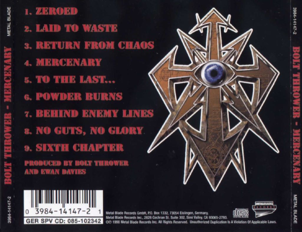 Mercenary - Bolt Thrower (CD - 46) music collectible [Barcode 039841414721] - Main Image 2