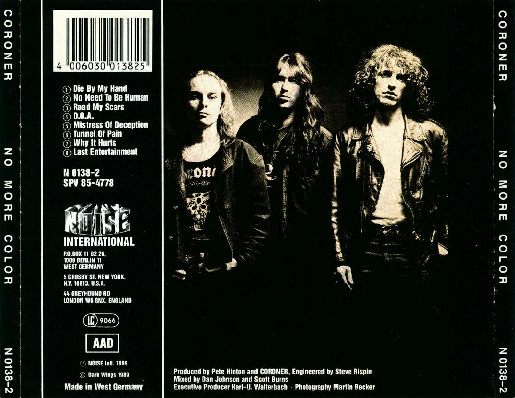 No More Color - Coroner (CD) music collectible [Barcode 036124518121] - Main Image 2