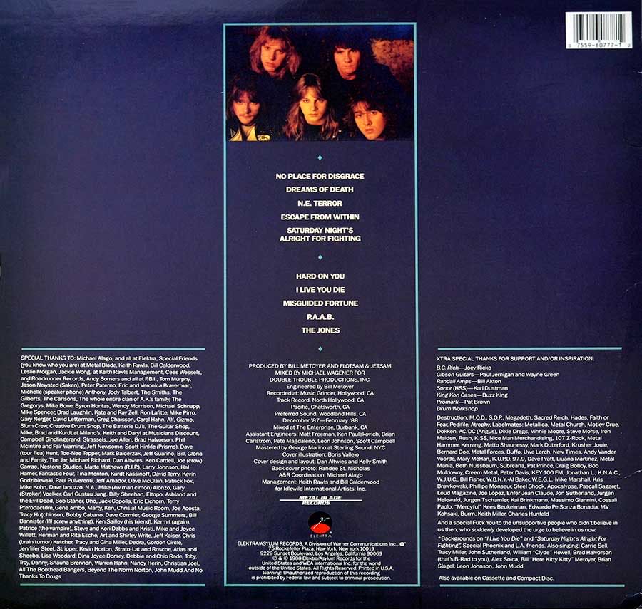 No Place For Disgrace - Flotsam And Jetsam (CD - 54:29) music collectible [Barcode 016861954925] - Main Image 4