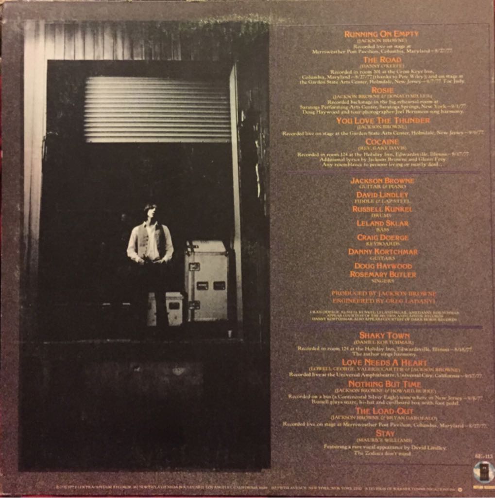 Running On Empty - Jackson Browne (12”) music collectible - Main Image 2