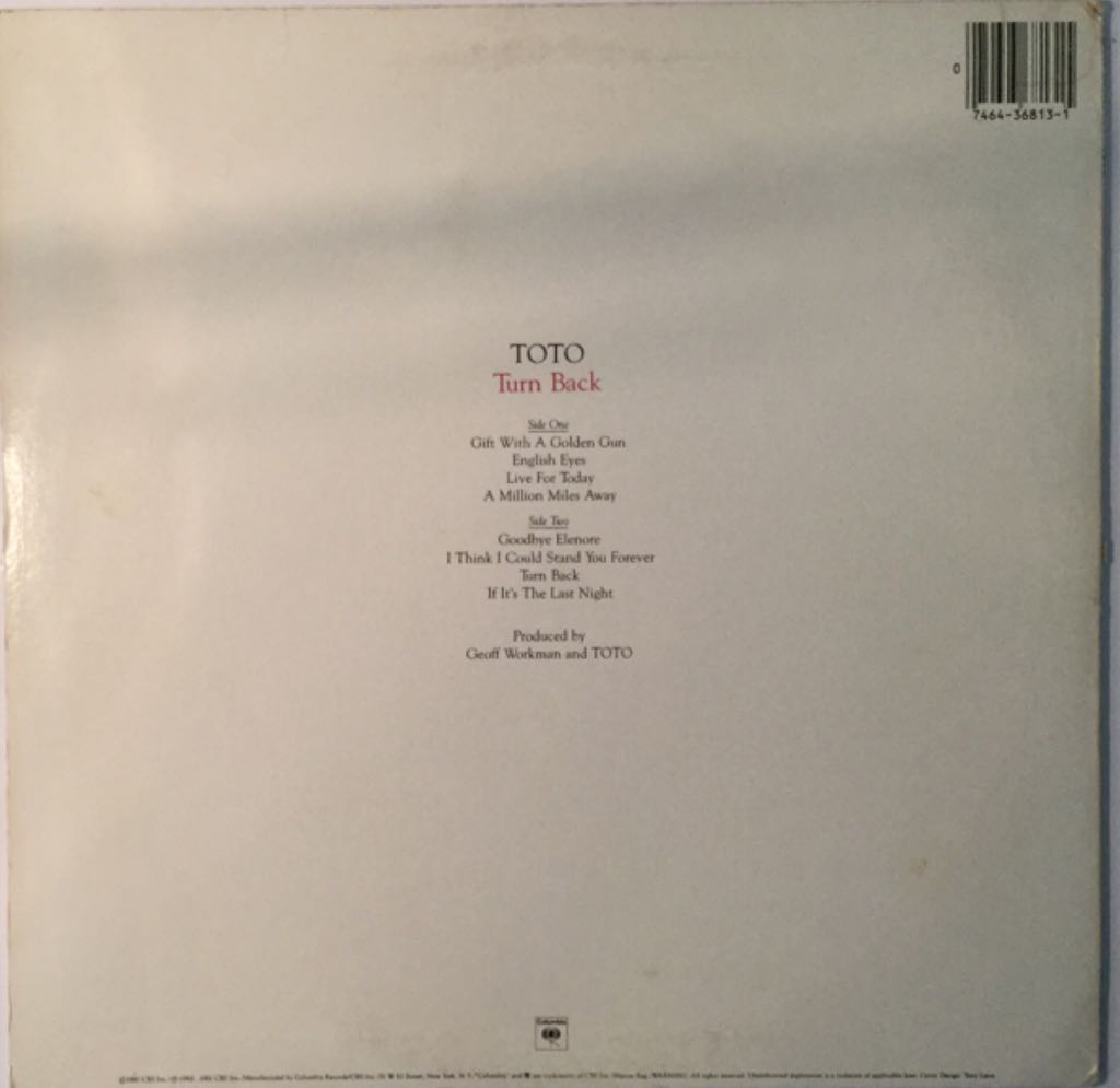 Turn Back - Toto (12” - 38) music collectible [Barcode 074643681315] - Main Image 2