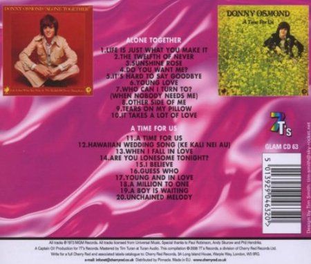 Alone Together / A Time For Us - Donny Osmond (CD - 54) music collectible [Barcode 5013929046320] - Main Image 2
