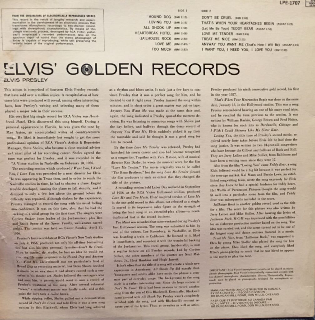 Elvis’ Golden Records - Elvis Presley (12”) music collectible - Main Image 2