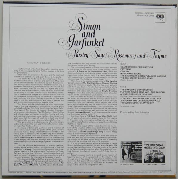 Parsley, Sage, Rosemary and Thyme - Simon And Garfunkel (12” - 29) music collectible - Main Image 2