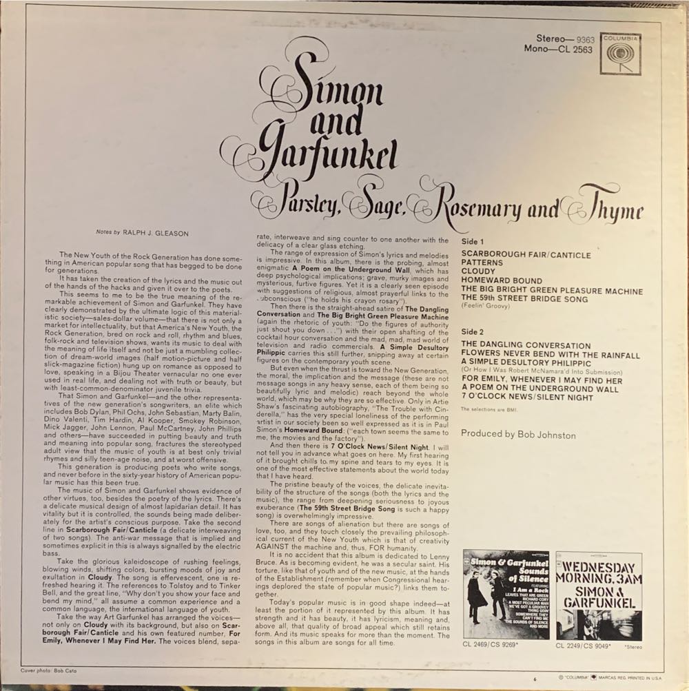 Parsley, Sage, Rosemary and Thyme - Simon And Garfunkel (12” - 29) music collectible - Main Image 4