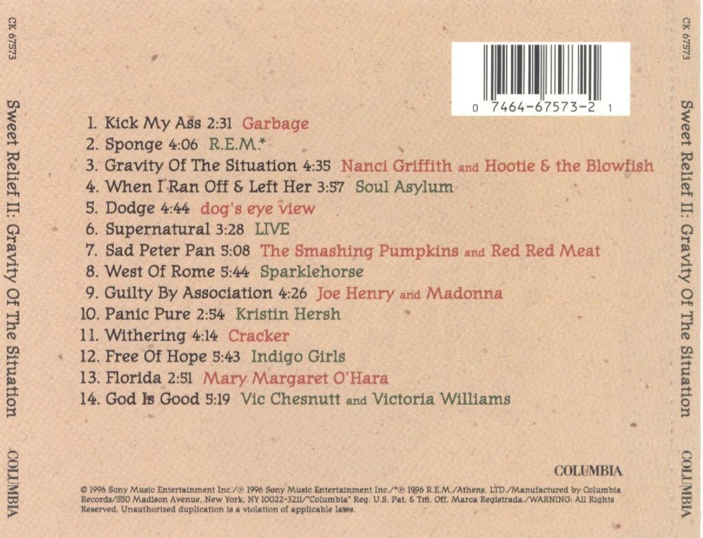 Sweet Relief II-Gravity Of The Situation - Various Artists (CD) music collectible [Barcode 074646757321] - Main Image 2