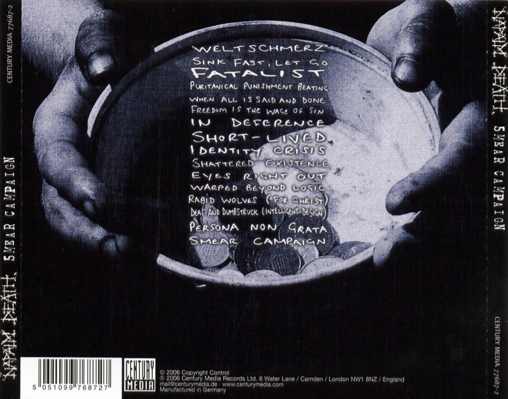 Smear Campaign - Napalm Death (CD) music collectible [Barcode 5051099768727] - Main Image 2