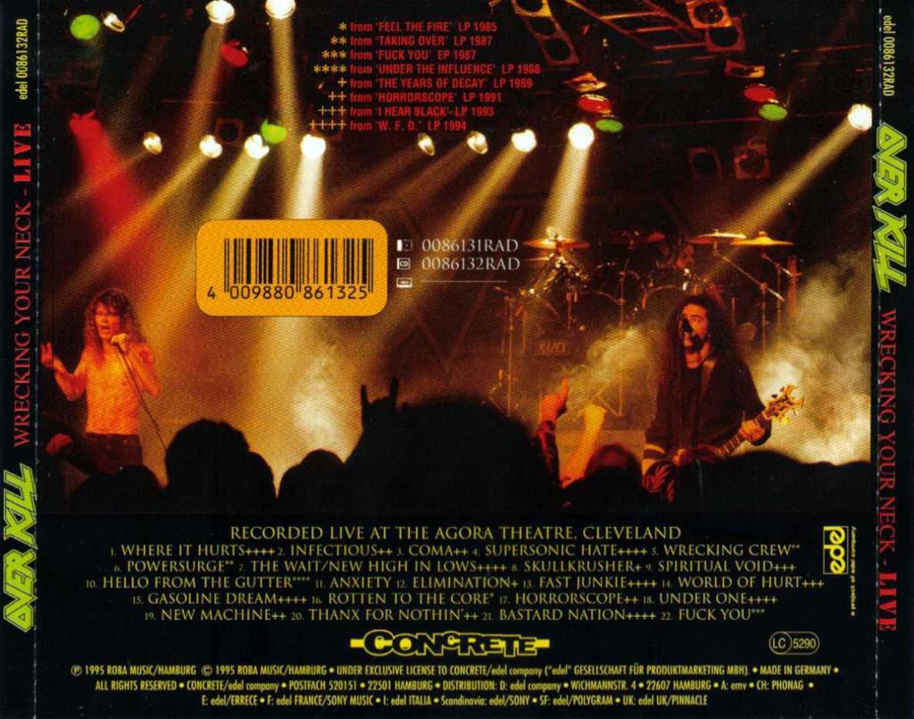 Wrecking Your Neck: Live - Overkill (CD - 68:05) music collectible [Barcode 060768760325] - Main Image 2