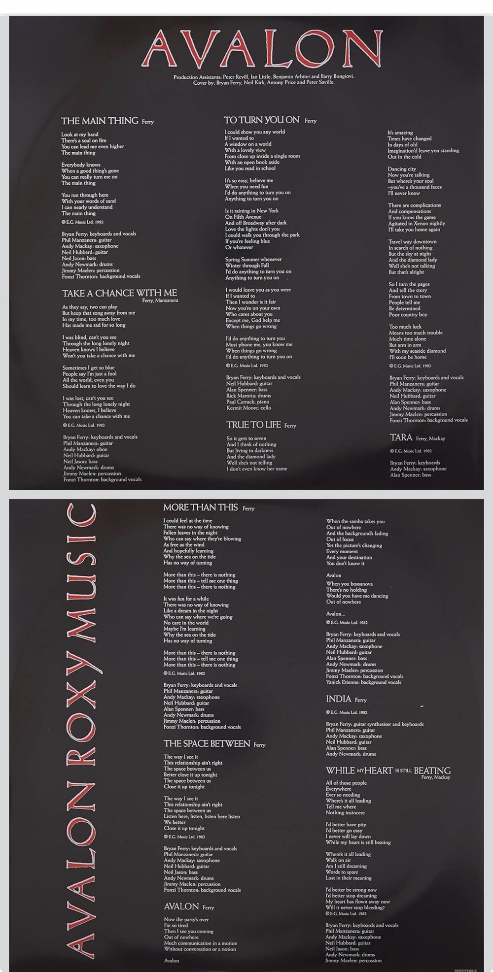 Avalon - Roxy Music (12” - 40) music collectible [Barcode 602537848812] - Main Image 3