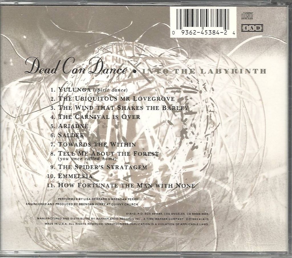Into The Labyrinth - Dead Can Dance (CD) music collectible [Barcode 5014436301322] - Main Image 2