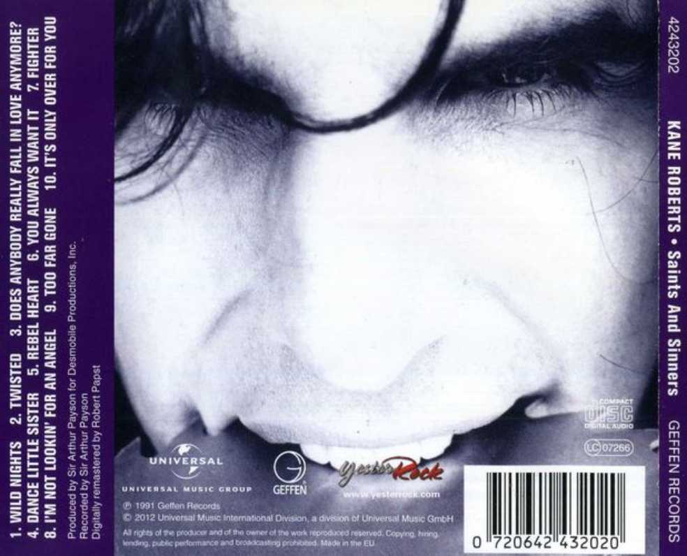 #02 Saints & Sinners - Roberts, Kane (CD - 68) music collectible [Barcode 020642432021] - Main Image 2