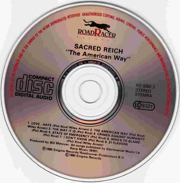 The American Way - Sacred Reich (CD - 35) music collectible [Barcode 016861939229] - Main Image 3