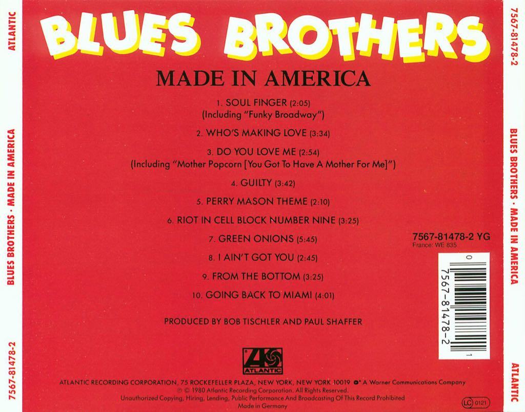 Made in America - Blues Brothers, The (12” - 34) music collectible - Main Image 2