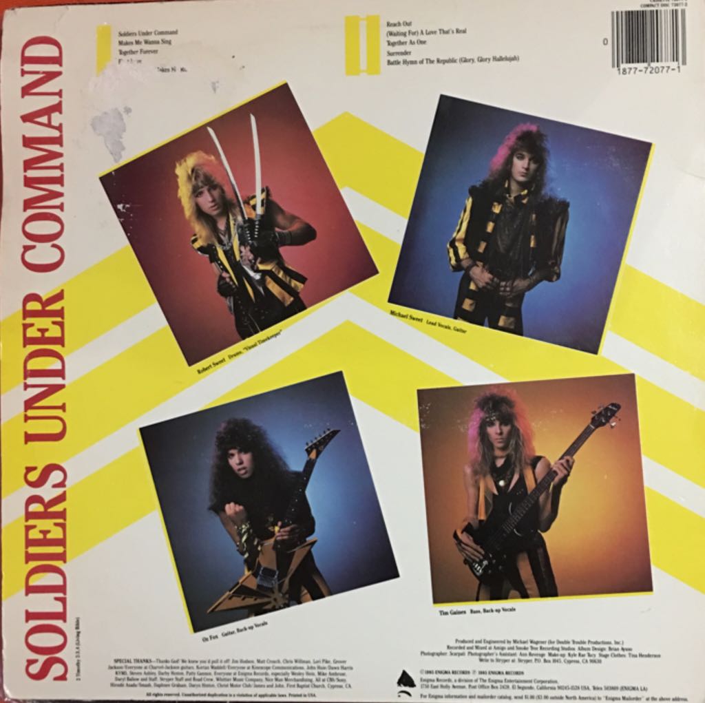 Soldiers Under Command - Stryper (12” - 45) music collectible [Barcode 018777207713] - Main Image 2