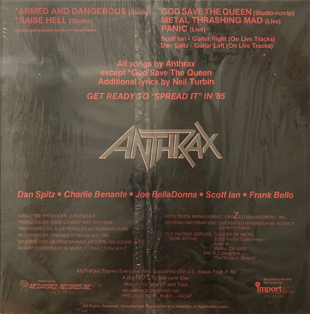 Armed And Dangerous Picture Disc - Anthrax (12”) music collectible - Main Image 2