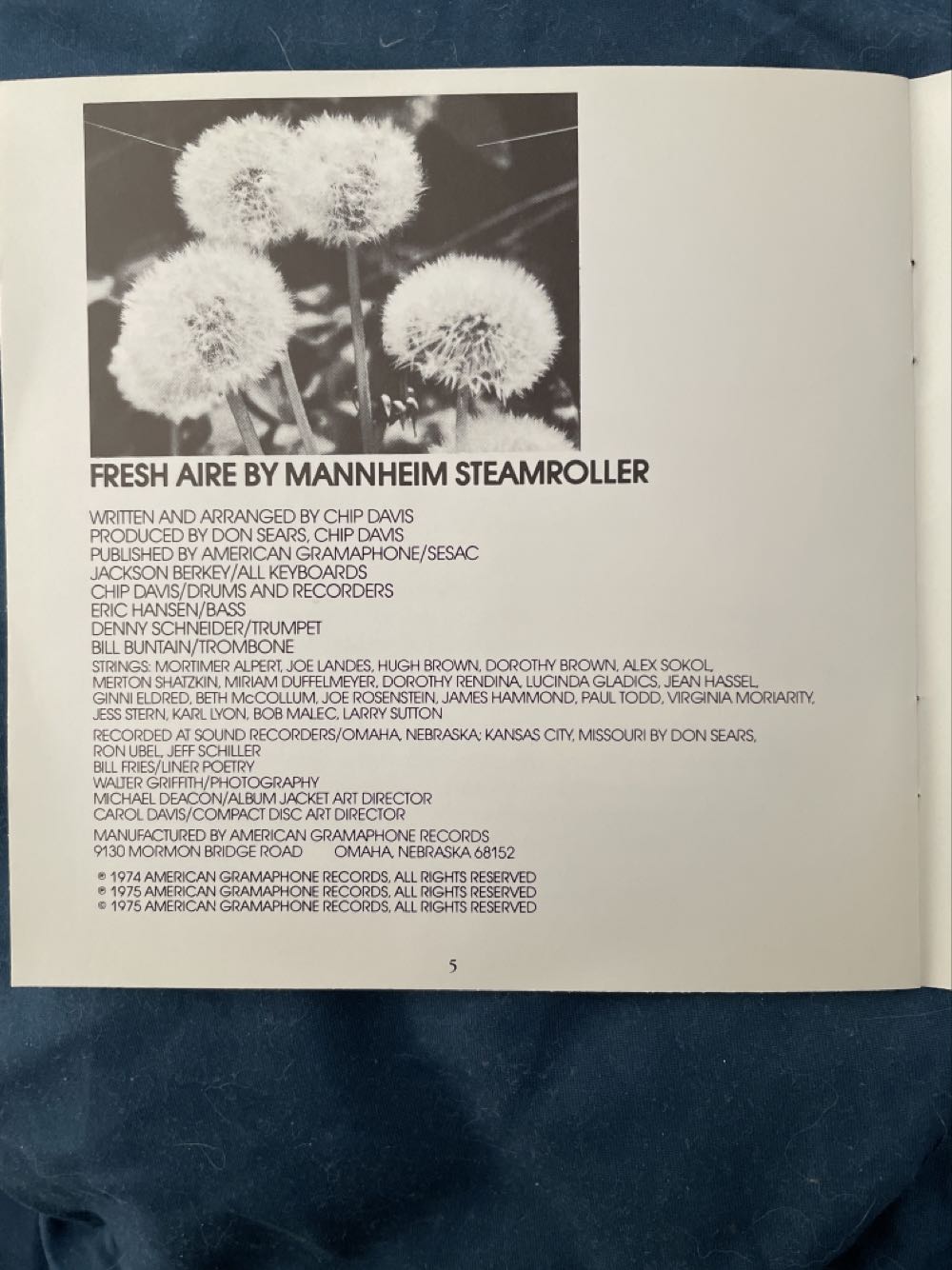 Fresh Aire I - Spring - Mannheim Steamroller (HDCD - 34) music collectible [Barcode 012805500128] - Main Image 4