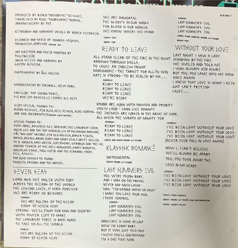 Knights Of The New Thunder - TNT (12”) music collectible - Main Image 3