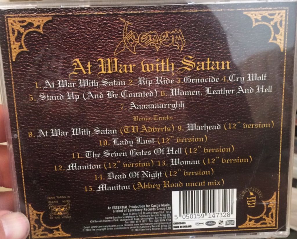 At War With Satan - Venom (CD - 69) music collectible [Barcode 5050159147328] - Main Image 2