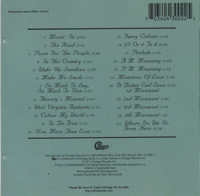 Chicago II - Chicago (CD) music collectible [Barcode 703404300225] - Main Image 2