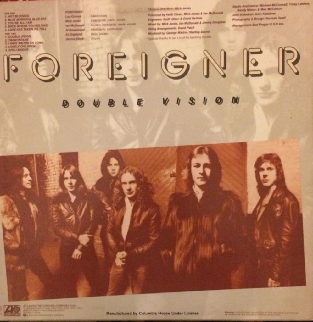 Double Vision - Foreigner (12”) music collectible - Main Image 2