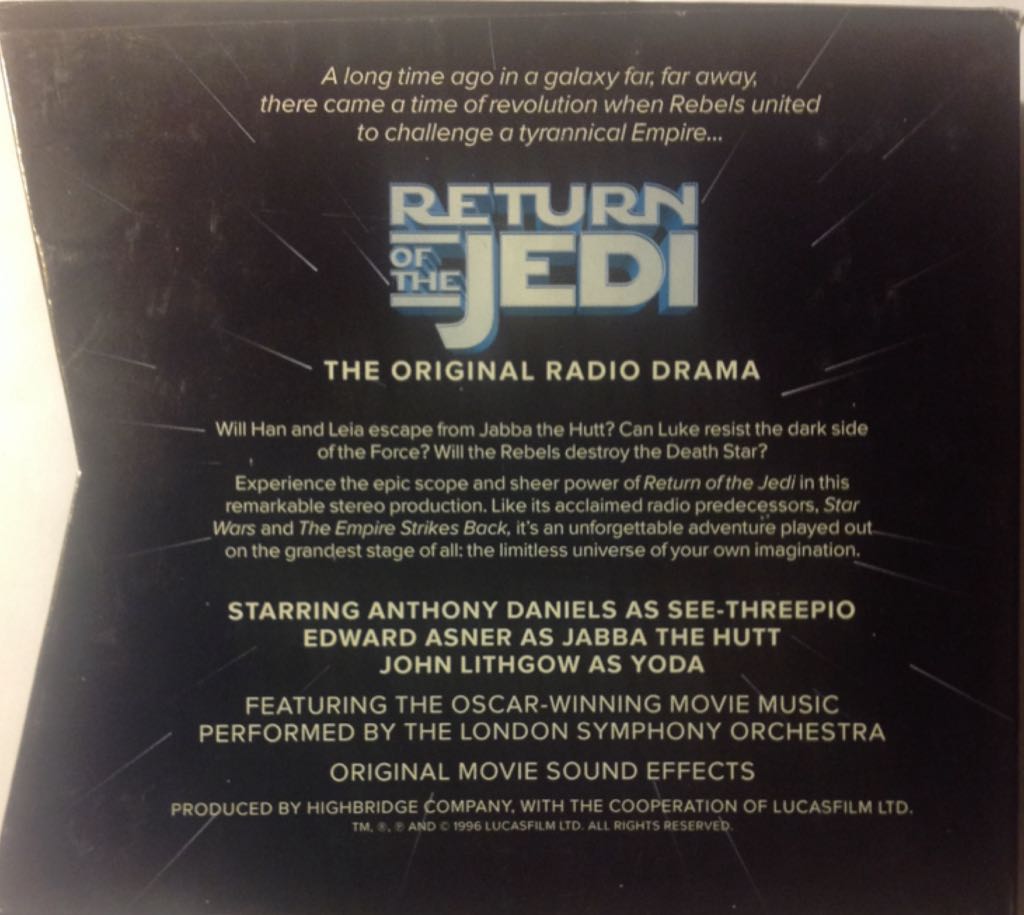 Return of the Jedi The Original Radio Drama - Williams, John (CD - 180) music collectible [Barcode 025024492594] - Main Image 2