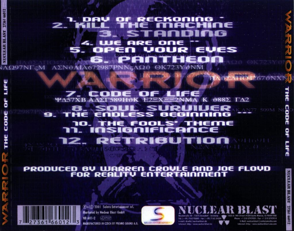 The Code Of Life - Warrior (CD) music collectible [Barcode 727361660123] - Main Image 2