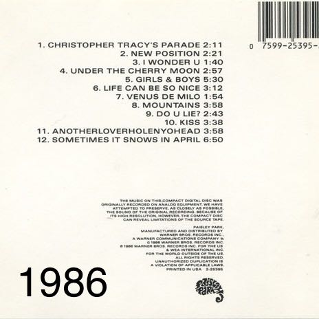 Parade - Prince (CD) music collectible [Barcode 075992539517] - Main Image 3