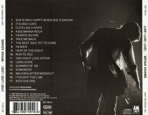 Live! Live! Live! - Adams, Bryan (CD) music collectible - Main Image 2