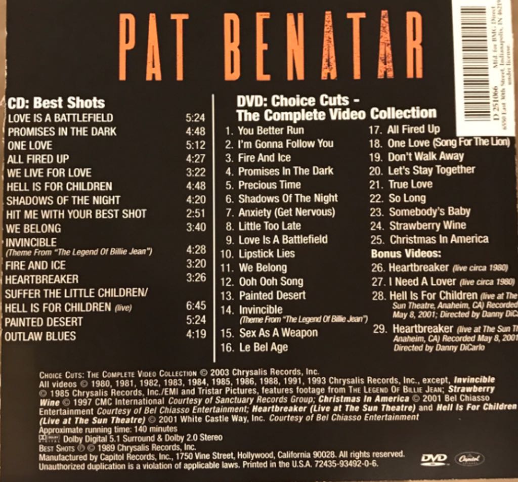 Best Shots - Benatar, Pat (CD) music collectible - Main Image 2