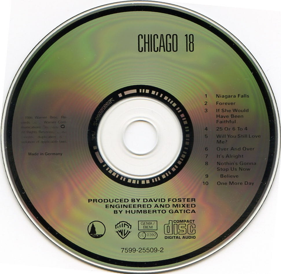 Chicago 18 - Chicago (CD - 43:51) music collectible [Barcode 081227988050] - Main Image 4
