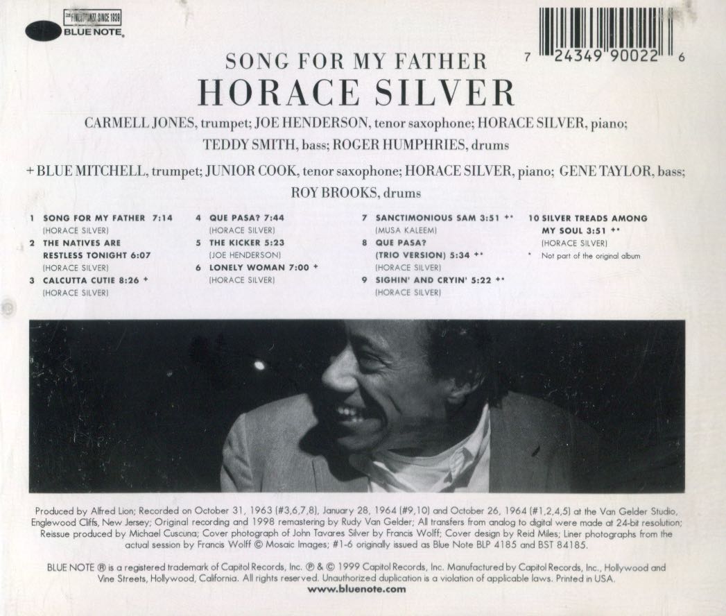 Song for My Father - Horace Silver (CD - 0) music collectible [Barcode 724349900226] - Main Image 3