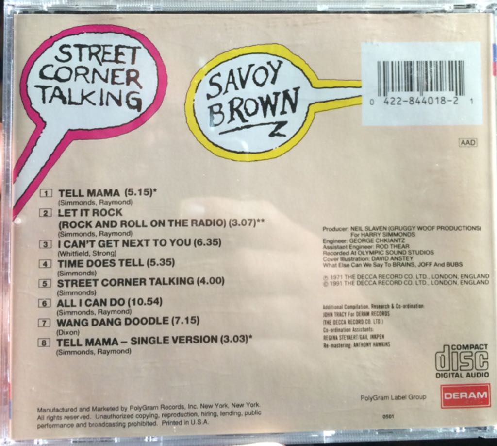 Street Corner Talking - Savoy Brown (CD) music collectible [Barcode 042284401821] - Main Image 2