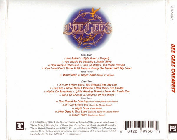 Bee Gees Greatest Special Edition - Bee Gees (CD - 90) music collectible [Barcode 081227995072] - Main Image 2