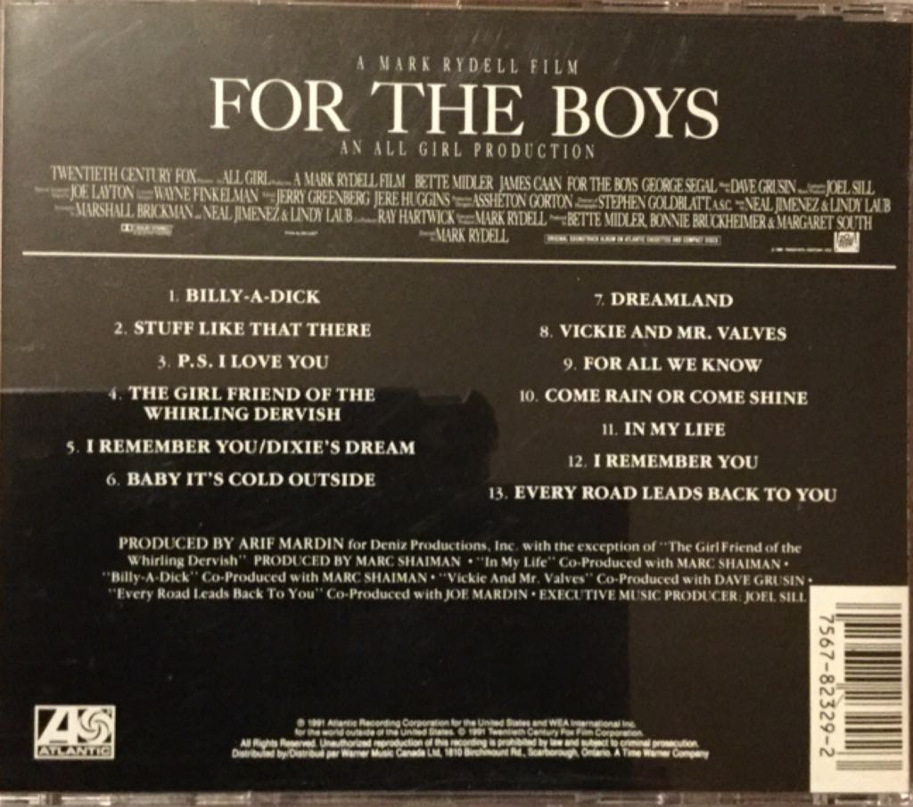 For the Boys [Orig. Soundtrack] - Bette Midler (CD - 37) music collectible [Barcode 075678232923] - Main Image 2