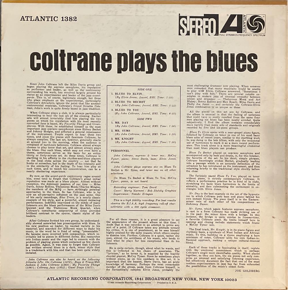 Coltrane Plays the Blues - John Coltrane (12” - 58) music collectible [Barcode 081227980481] - Main Image 2