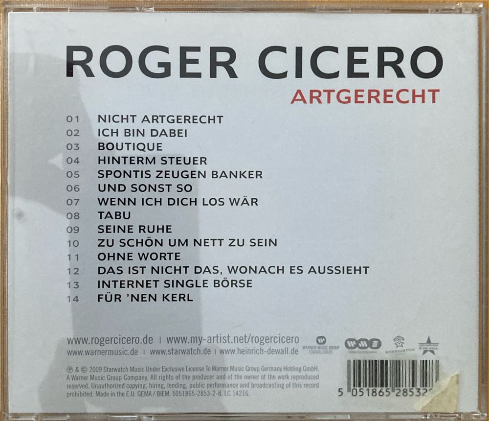 Artgerecht - Cicero, Roger (CD) music collectible [Barcode 5051865285328] - Main Image 2