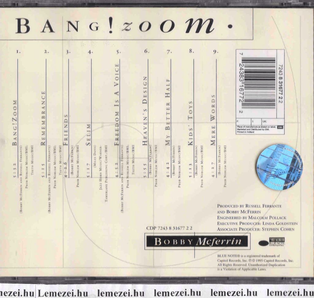 Bang! Zoom - Bobby Mcferrin (CD) music collectible - Main Image 2
