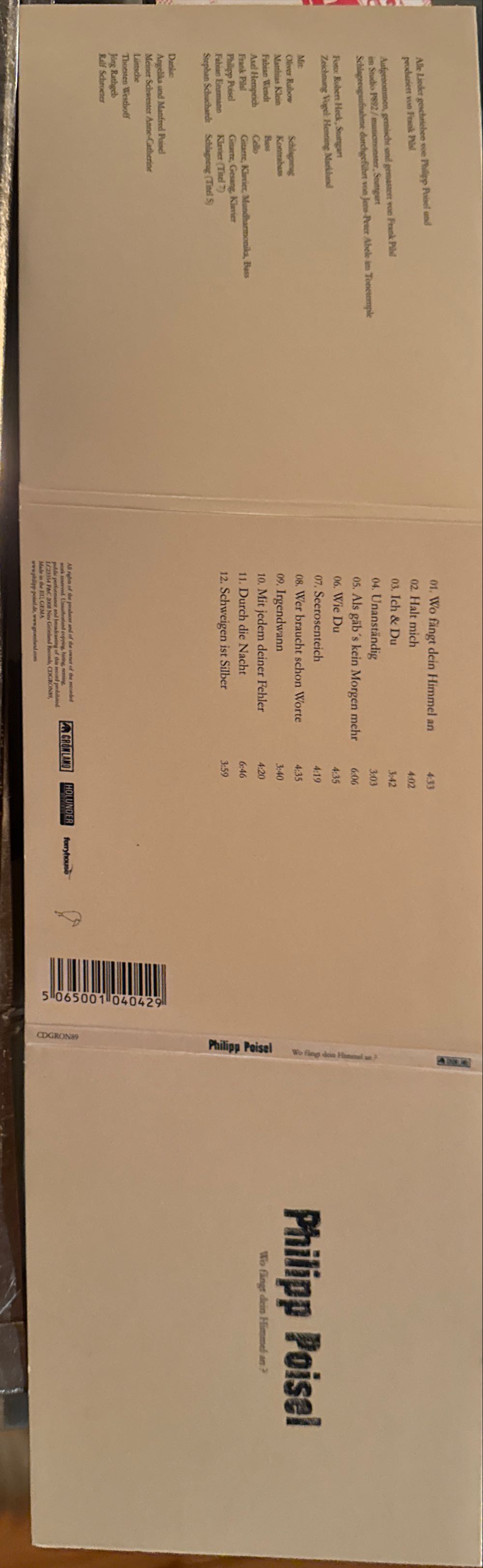 Wo Fängt Dein Himmel An - Philipp Poisel (CD) music collectible [Barcode 5065001040429] - Main Image 4