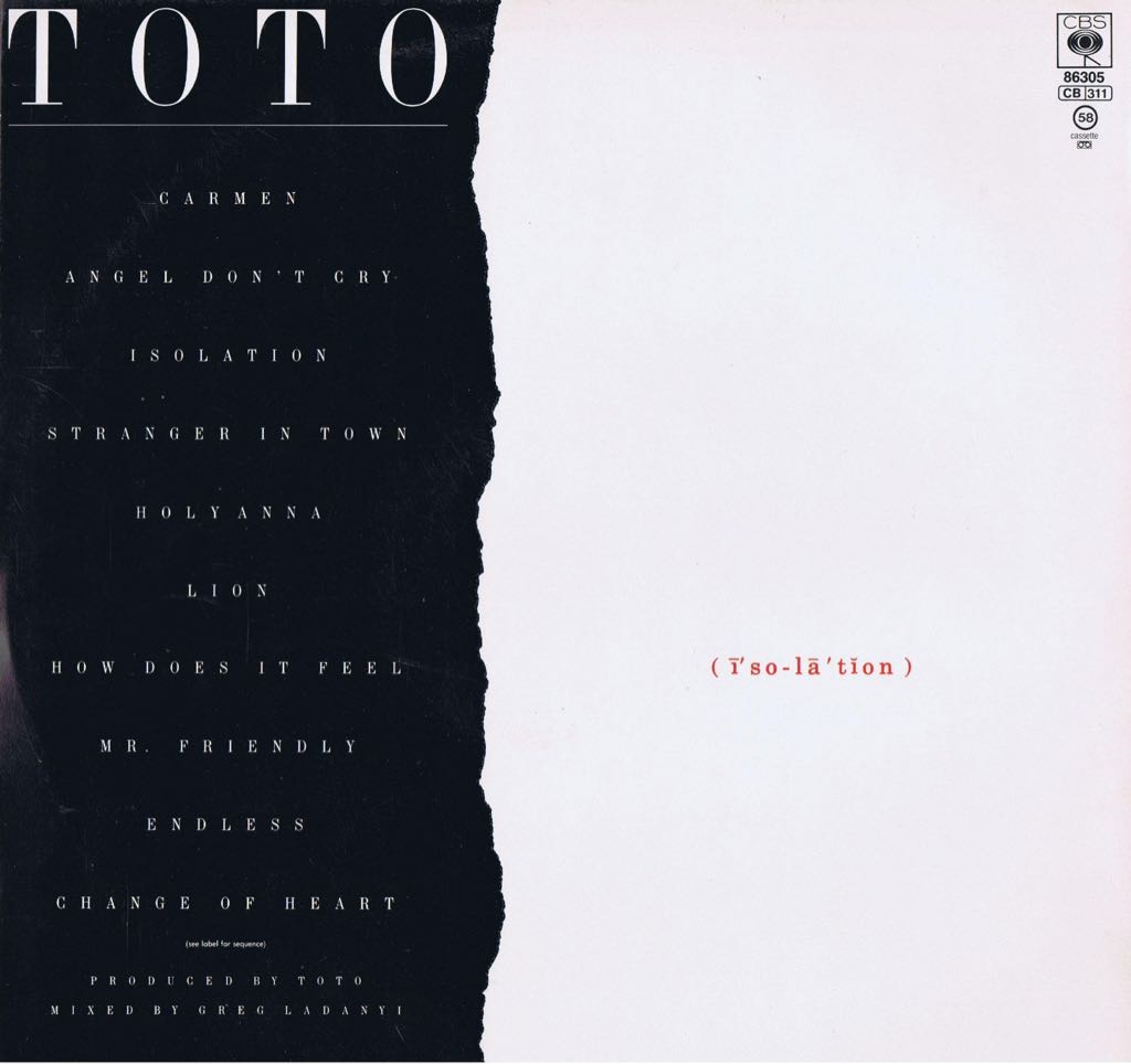 Isolation - Toto (12” - 41:42) music collectible [Barcode 4571191051271] - Main Image 2