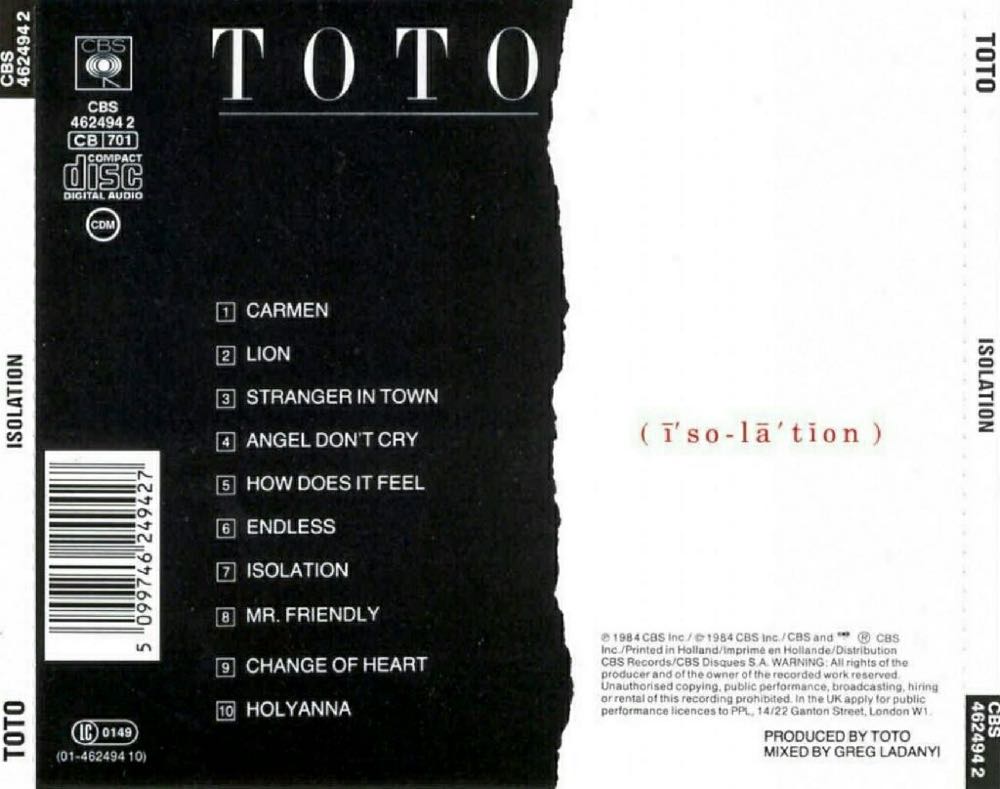 Isolation - Toto (CD - 42) music collectible [Barcode 886972458625] - Main Image 2