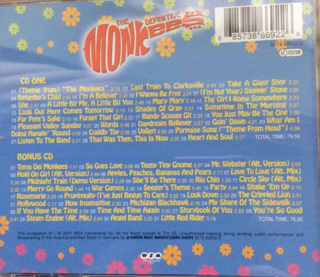 The Definitive Monkees - Monkees (CD) music collectible [Barcode 685738669226] - Main Image 2