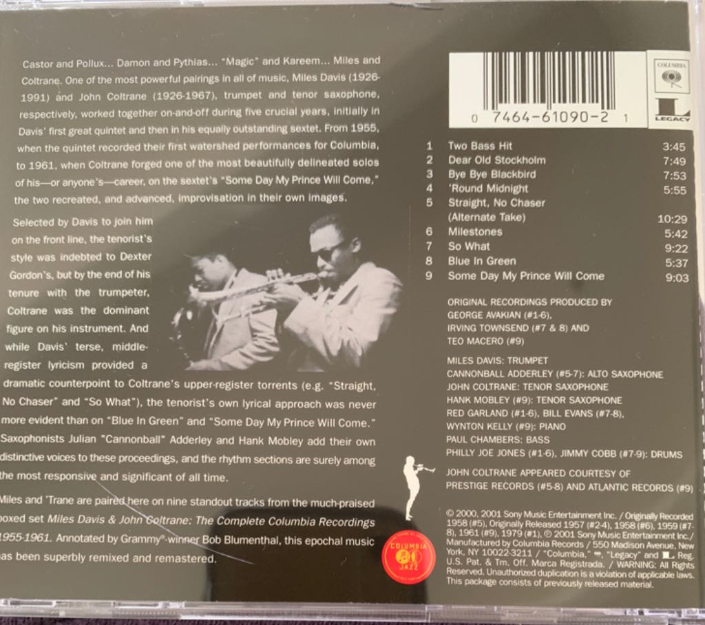The Best of Miles Davis and John Coltrane: 1955-1961 - Davis, Miles & Coltrane, John (CD) music collectible [Barcode 074646109021] - Main Image 2