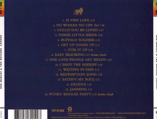Legend - Bob Marley & The Wailers (CD - 70) music collectible [Barcode 731454890427] - Main Image 2