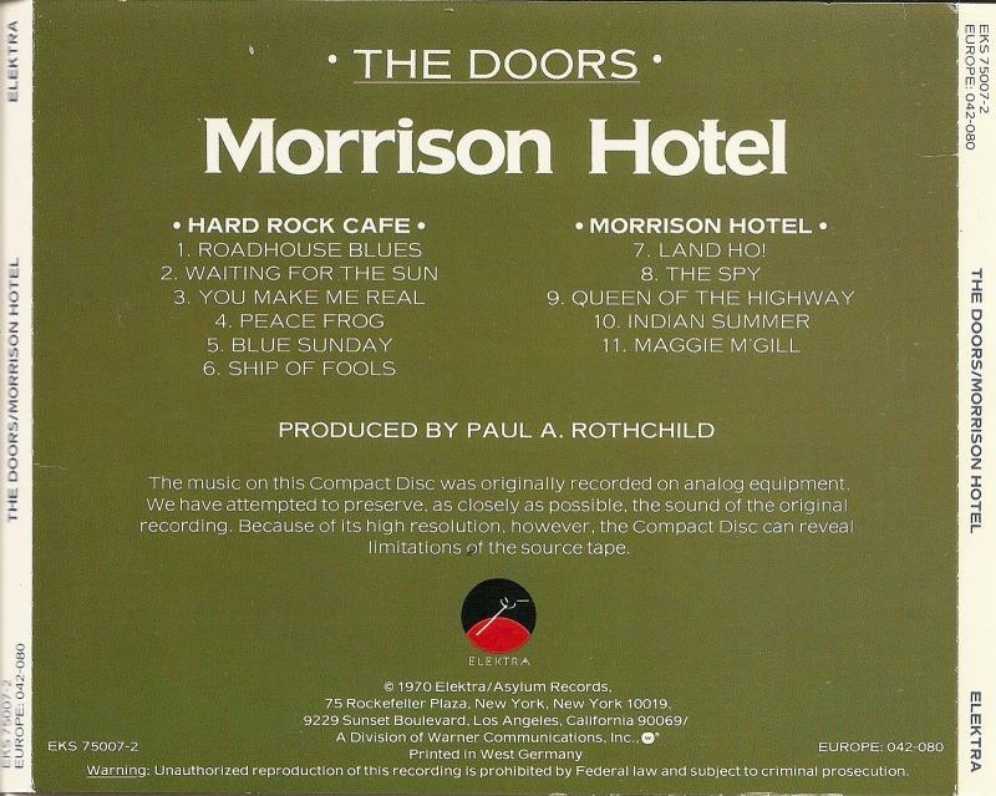 Morrison Hotel - Doors,The (CD) music collectible - Main Image 2