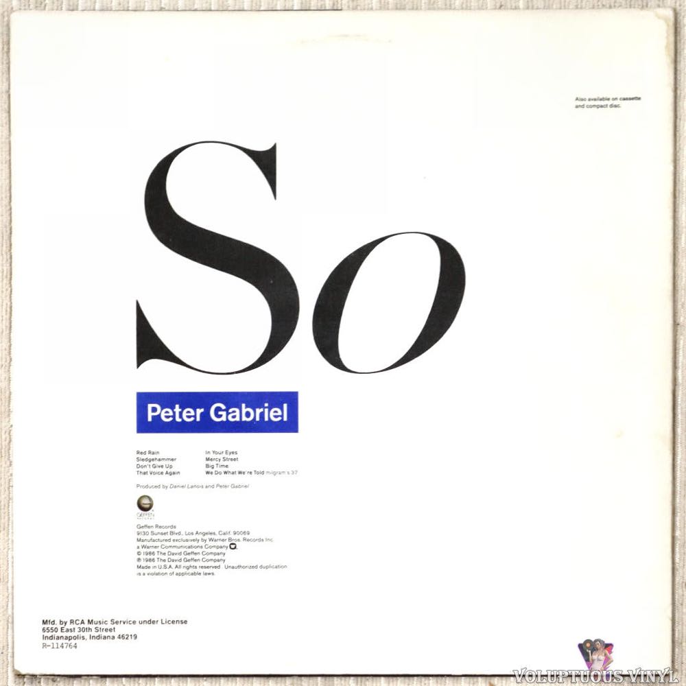 So - Gabriel, Peter (12”) music collectible - Main Image 3