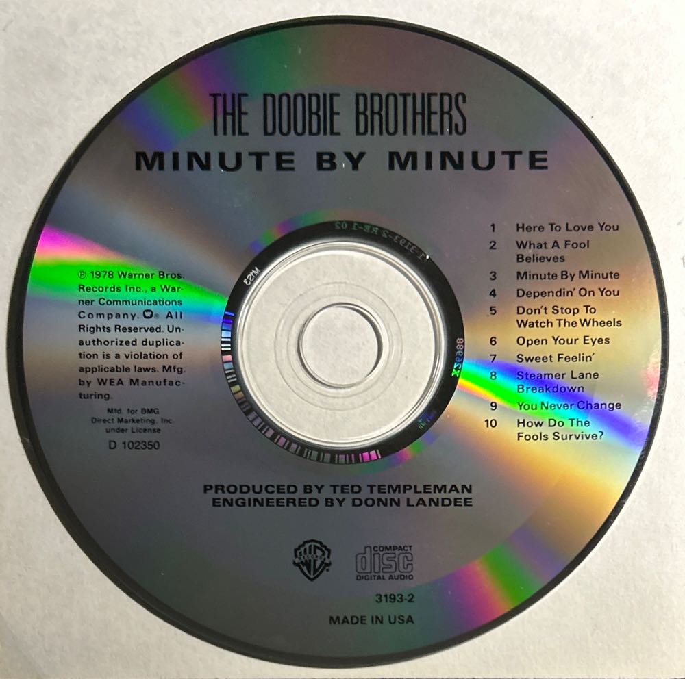 Minute by Minute - Doobie Brothers (CD - 37) music collectible [Barcode 075992735421] - Main Image 4